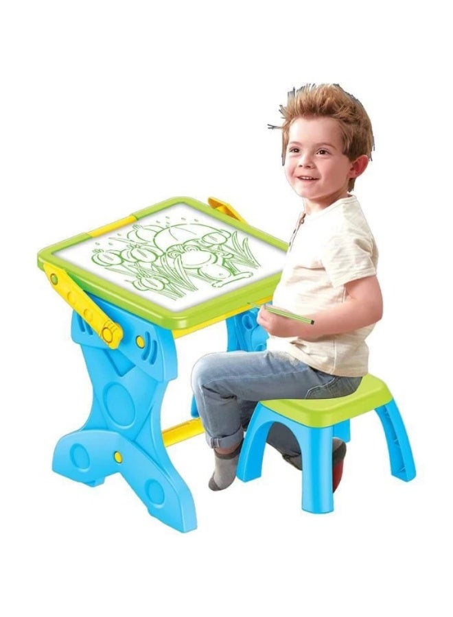 Children's educational table and 2-in-1 drawing easel with chair - Image 1